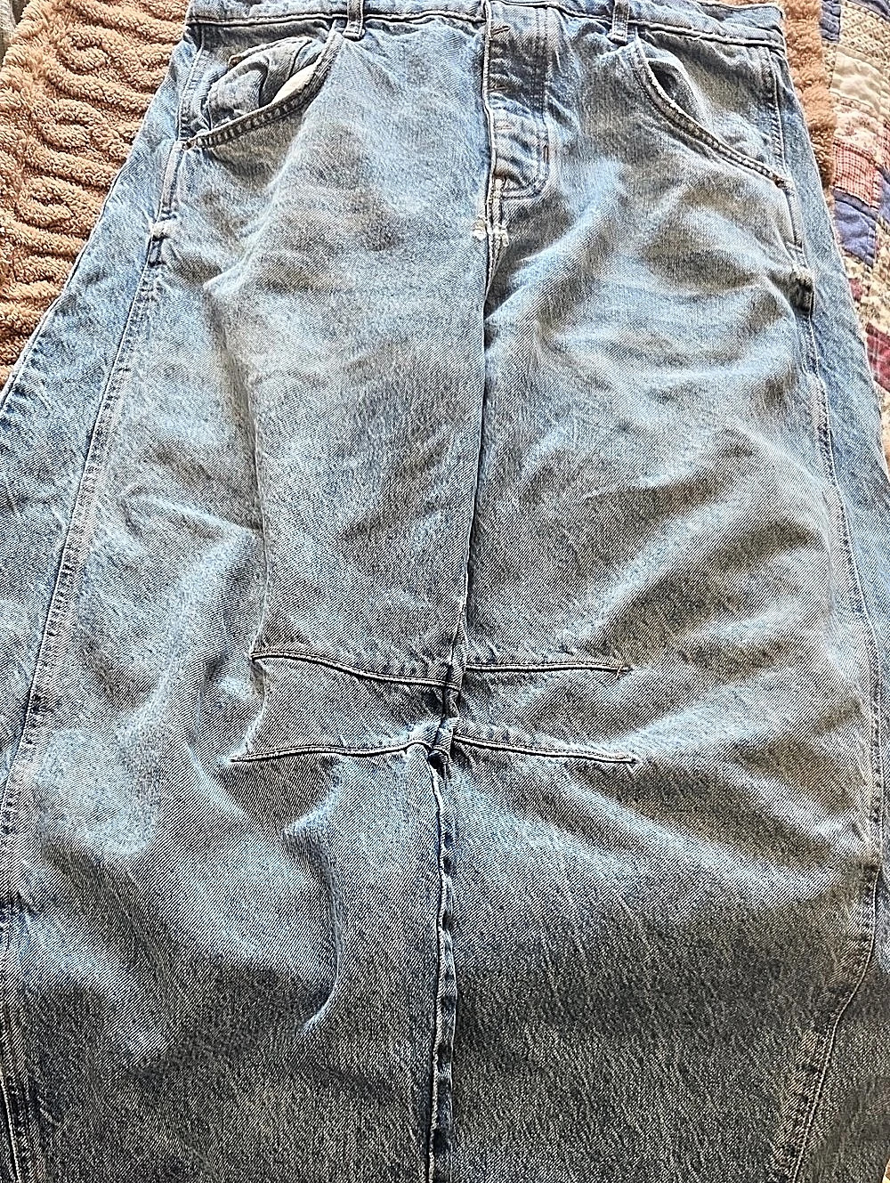 We the Free Good Luck Mid-Rise Barrel Jeans Boyfriend Jeans Blue Waist 31